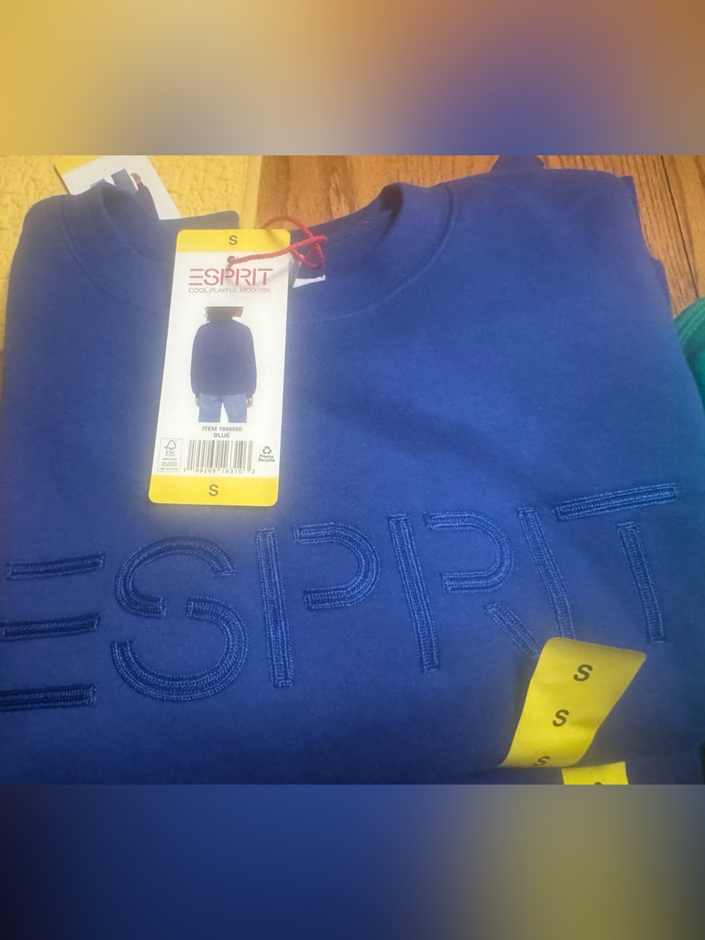 Esprit womens Blue Embroidered Logo Sweatshirt Small